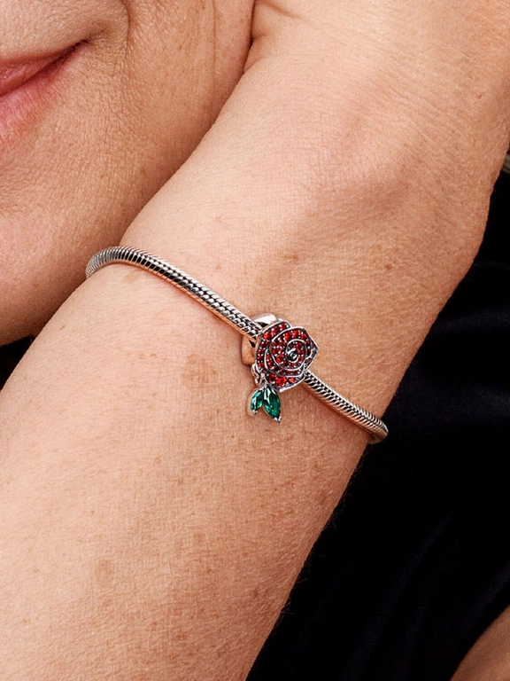 Charms Pandora 793201C02 Lśniąca róża w rozkwicie