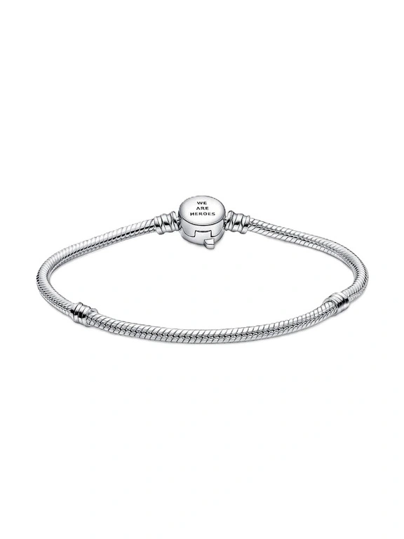 Bransoletka damska Pandora 590784C00-23 o splocie wężykowym z zapięciem z logo Avengers