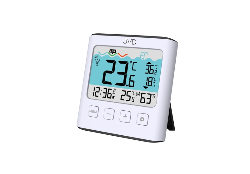 Termometr basenowy JVD T777 Higrometr Sonda Alarm Zegar