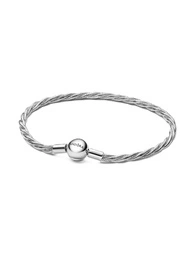 Bransoletka damska Pandora 593757C00-18 o skręconym splocie wężykowym z okrągłym zapięciem