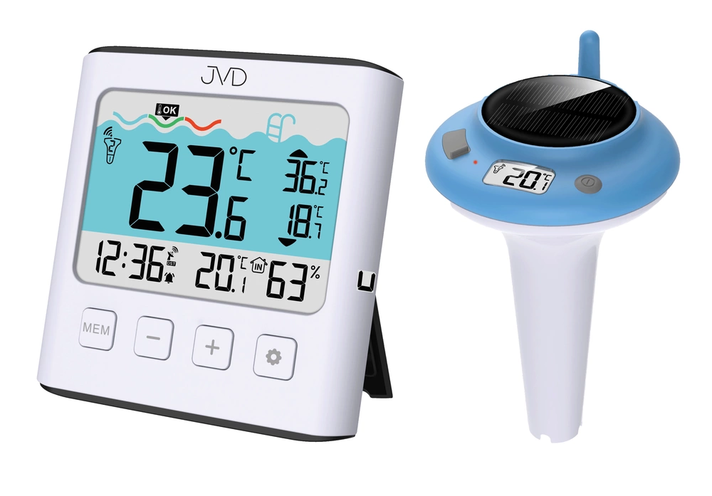 Termometr basenowy JVD T777 Higrometr Sonda Alarm Zegar