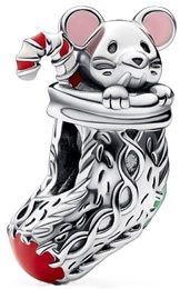 Charms Pandora Świąteczna myszka i skarpeta 792366C01