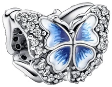 Charms Pandora Lśniący charms z błękitnym motylem 790761C01