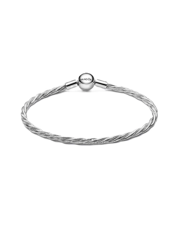 Bransoletka damska Pandora 593757C00-21 o skręconym splocie wężykowym z okrągłym zapięciem