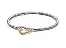 Bransoletka damska Pandora 569539C00-21 z zapięciem w kształcie serca i łańcuszkiem wężykowym