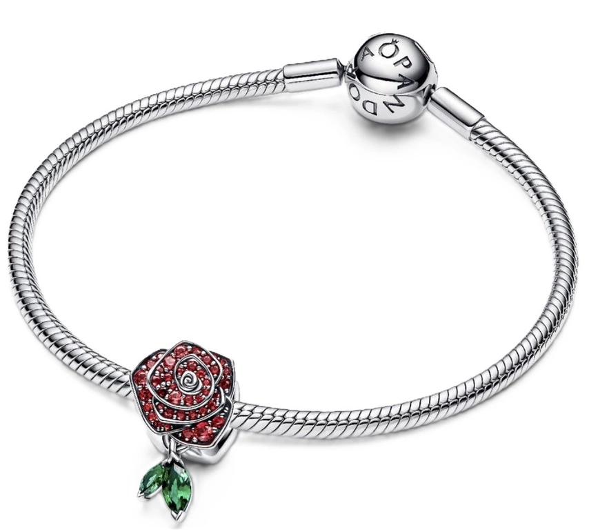 Charms Pandora 793201C02 Lśniąca róża w rozkwicie
