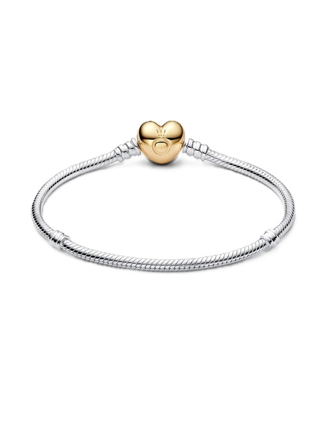 Bransoletka damska Pandora 568707C00-16 o splocie wężykowym z zapięciem w kształcie serca