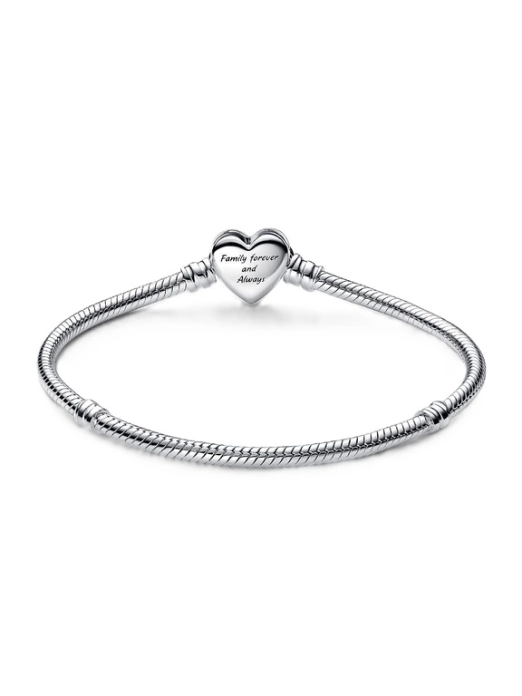 Bransoletka damska Pandora 592645C01-21 o splocie wężykowym z zapięciem w kształcie serca z symbolem nieskończoności