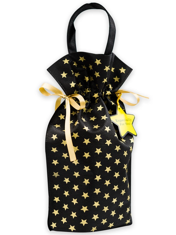 WOREK PREZENTOWY czarny w złote gwiazdki