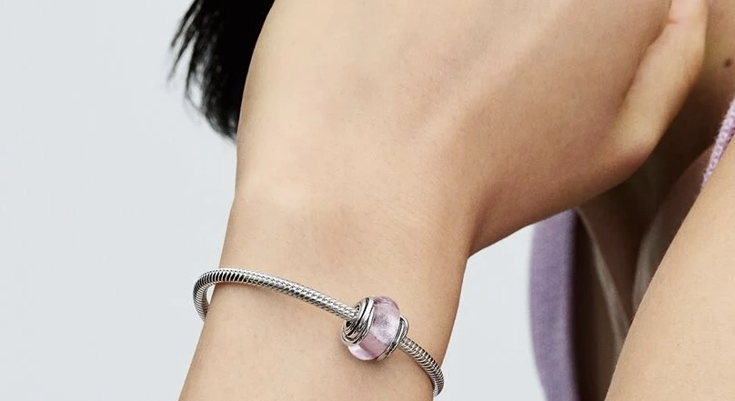 Charms Pandora ze srebra i różowego szkła Murano 793241C00