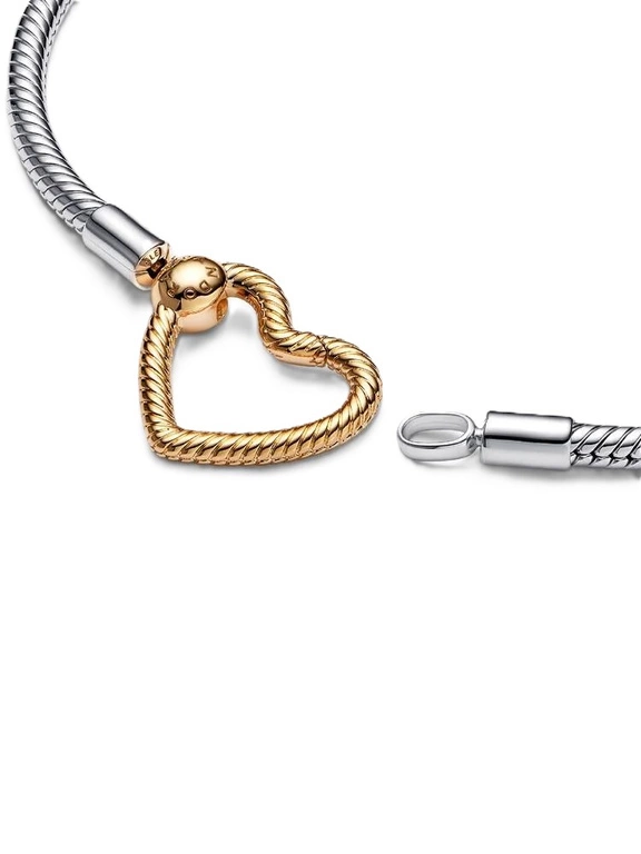 Bransoletka damska Pandora 569539C00-20 z zapięciem w kształcie serca i łańcuszkiem wężykowym