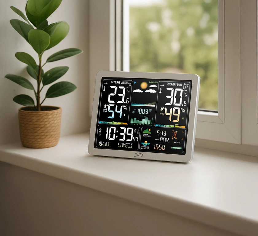 Stacja pogody JVD RB3568 Radio Control Fazy Księżyca Higrometr Budzik