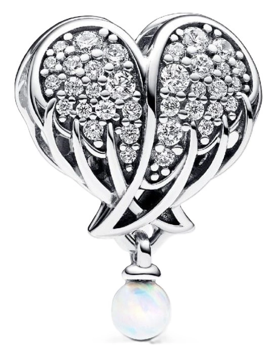 Charms Pandora 792980C01 Lśniące skrzydła anioła i serce