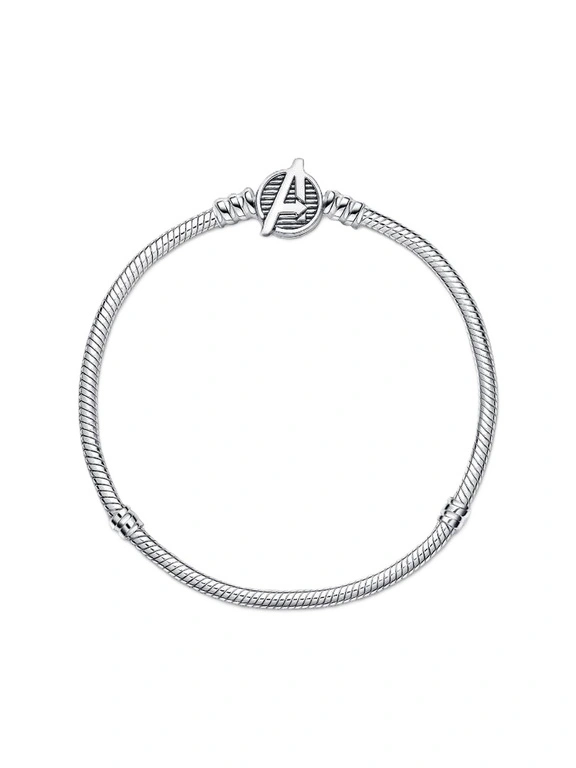 Bransoletka damska Pandora 590784C00-23 o splocie wężykowym z zapięciem z logo Avengers