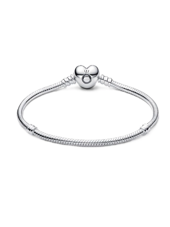 Bransoletka damska Pandora 590719-20 o splocie wężykowym z zapięciem w kształcie serca