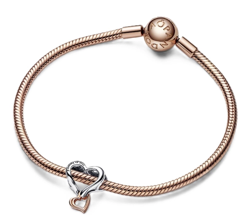 Charms Pandora 782642C00 dwutonowy ażurowy w kształcie serca z symbolem nieskończoności