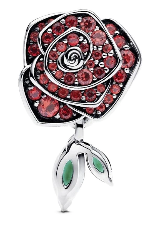 Charms Pandora 793201C02 Lśniąca róża w rozkwicie