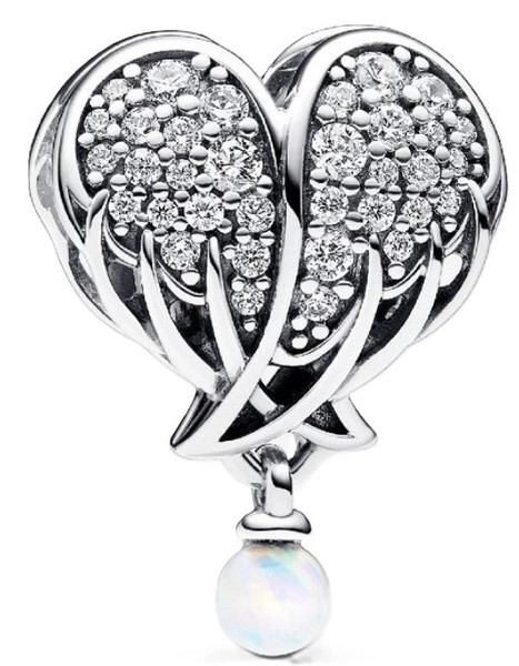 Charms Pandora 792980C01 Lśniące skrzydła anioła i serce