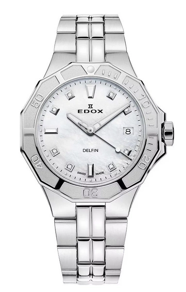 Zegarek damski EDOX 53020 3M NADN Delfin The Original Diver Lady Diamonds 