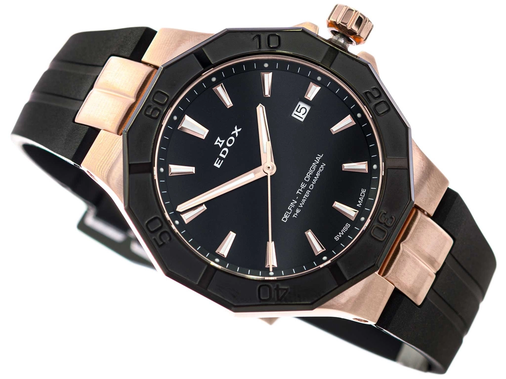 Zegarek męski EDOX 53021 37RNCA NIR Delfin The Original Date