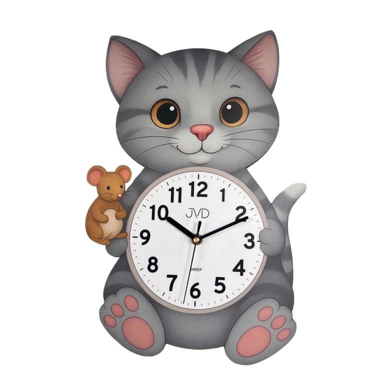 Zegar JVD HJ114 Kotek Dziecięcy Cichy mechanizm