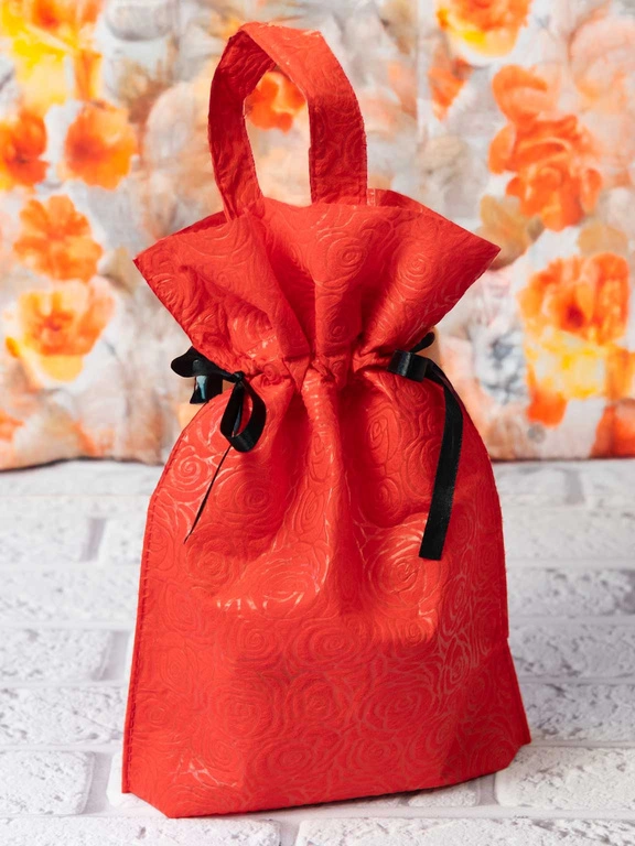 WOREK PREZENTOWY Czerwone róże z rączką