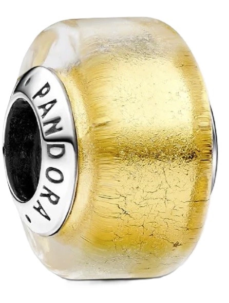 Charms Pandora mały ze złotego szkła Murano 793353C00
