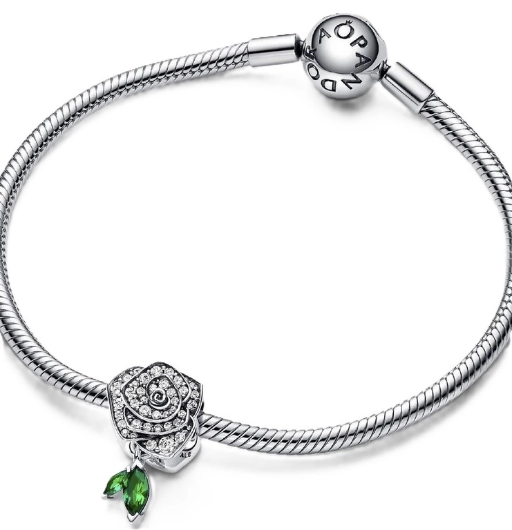 Charms Pandora 793201C01 Lśniąca róża w rozkwicie