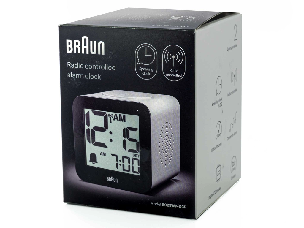 Budzik Braun BC25WP-DCF Radio Controlled Mówiący Drzemka