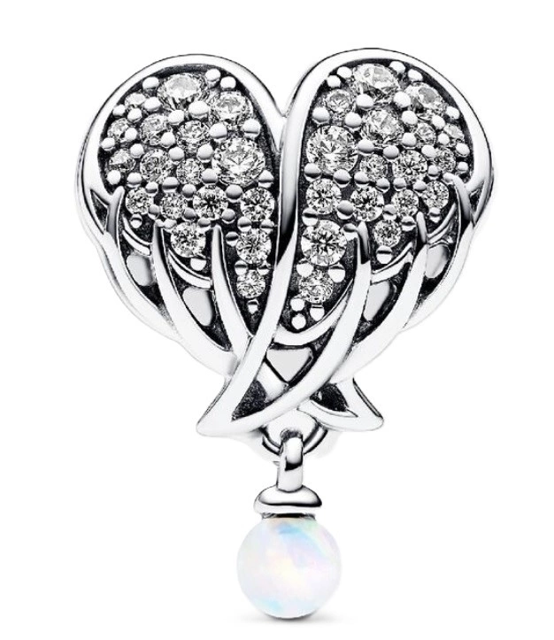 Charms Pandora 792980C01 Lśniące skrzydła anioła i serce