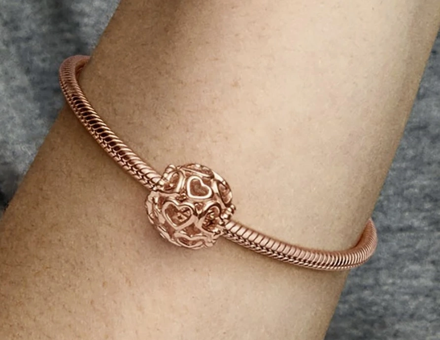 Charms Pandora Różowe Ażurowe Serduszka 780964