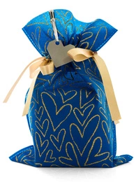 WOREK PREZENTOWY Niebieski w złote serca