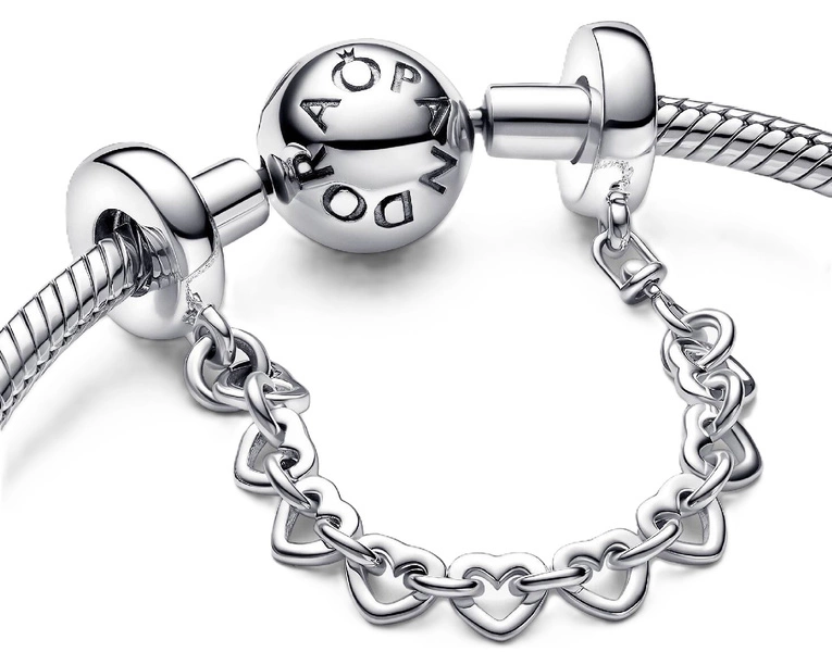 Łańcuszek zabezpieczający Pandora z połączonymi sercami 792274C00-05
