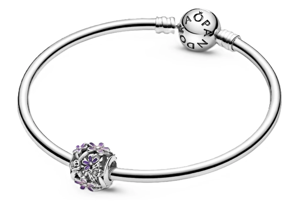 Charms Pandora 798772C02 Ażurowy Fioletowa stokrotka