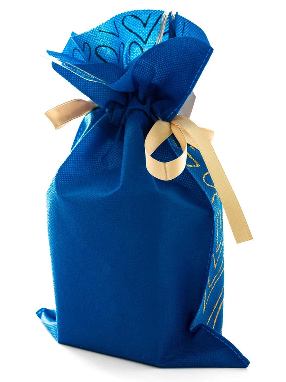 WOREK PREZENTOWY Niebieski w złote serca