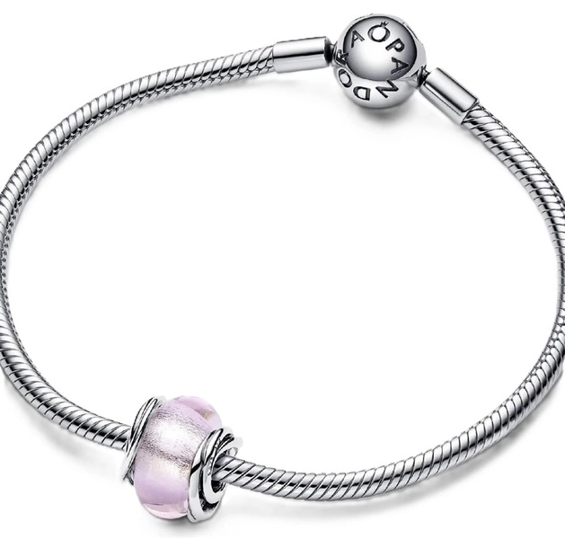 Charms Pandora ze srebra i różowego szkła Murano 793241C00