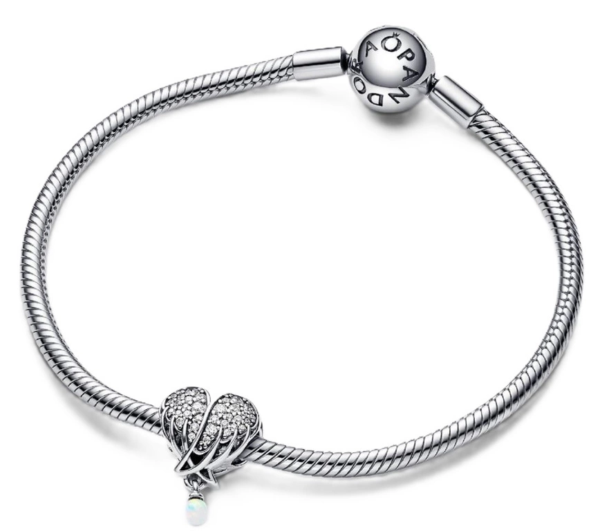 Charms Pandora 792980C01 Lśniące skrzydła anioła i serce