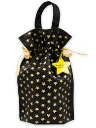 WOREK PREZENTOWY czarny w złote gwiazdki