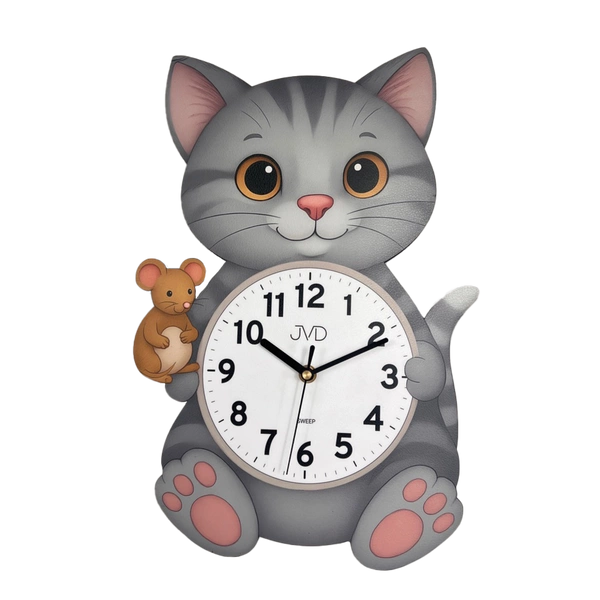 Zegar JVD HJ114 Kotek Dziecięcy Cichy mechanizm