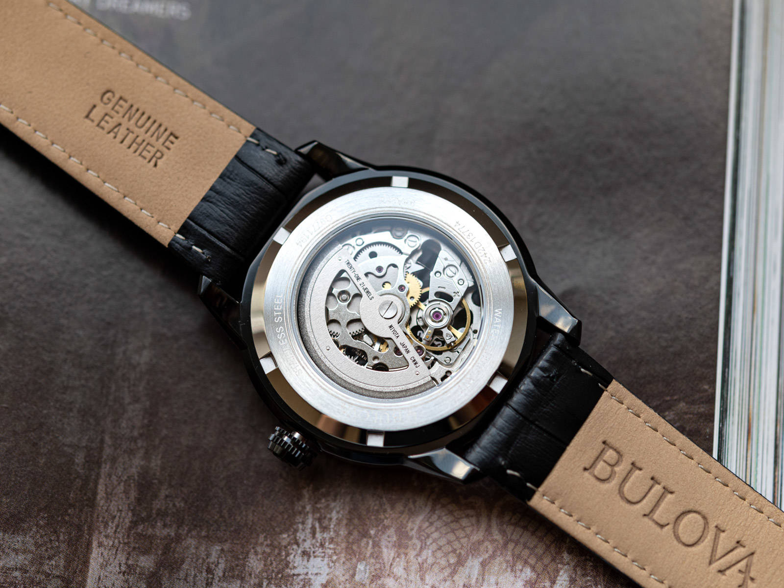 Bulova genuine leather sale